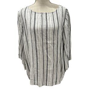 Alex Marie XL Black & White Striped Lightweight Cotton Blend Top